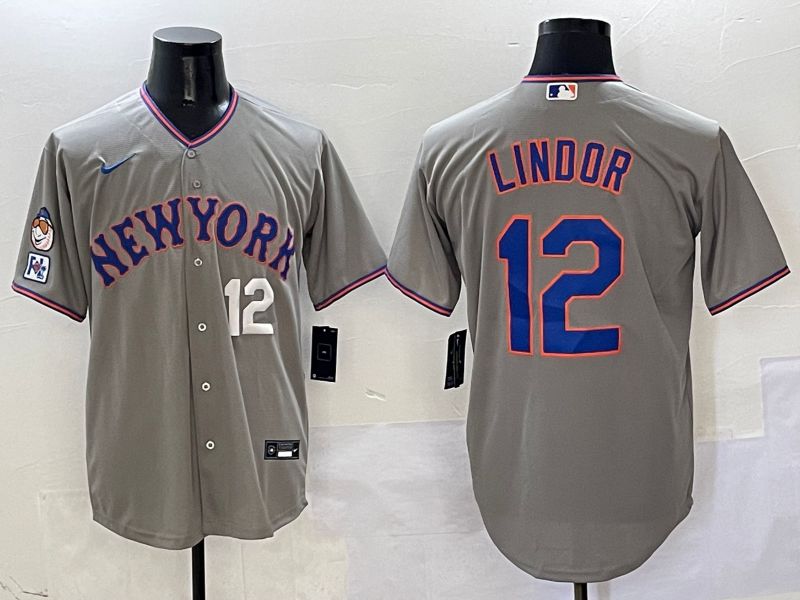 Men New York Mets #12 Lindor Grey Second generation 2025 Nike MLB Jersey style 8->new york mets->MLB Jersey